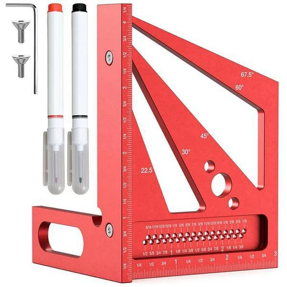 Marking Tools In Workshop - Penggaris Pengukur Sudut Multi-Angle 3D Merah